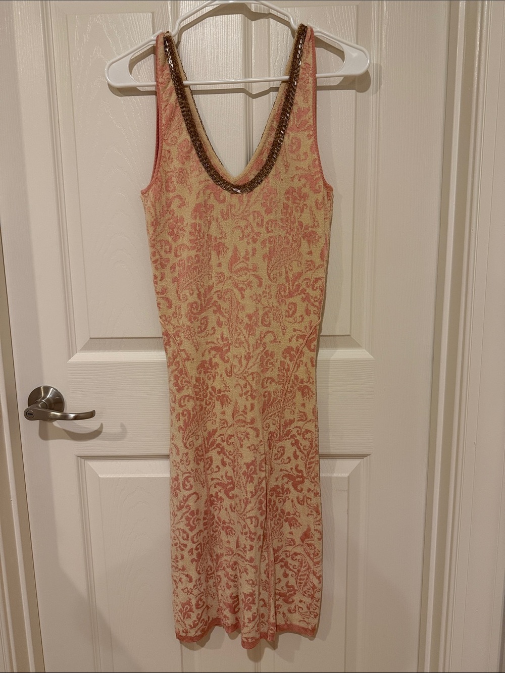 Free People Cream and Pink Beaded Midi Dress - Picture 3 of 3